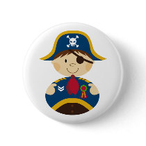 Adorable Pirate Captain Button Badge