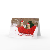 Adorable Santa Baby Chipmunks in Sleigh Card