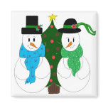 Adorable Snow Couple Fridge Magnets