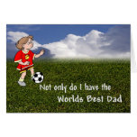 Adorable Soccer Dad Coaching His Daughter Greeting Cards