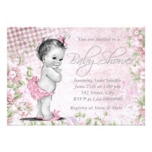 Adorable Vintage Pink Baby Shower Personalized Announcements