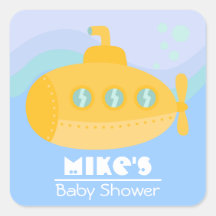 Adorable Yellow Submarine Submerged Underwater Square Sticker