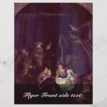 Adoration Of The Shepherds By Rembrandt Harmensz. Flyer Design