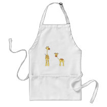 Adult and Baby Giraffe. Cartoon Apron