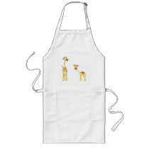 Adult and Baby Giraffe. Cartoon Apron