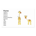 Adult and Baby Giraffe. Cartoon Business Card Template
