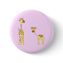 Adult and Baby Giraffe. Cartoon Buttons