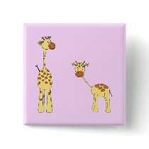 Adult and Baby Giraffe. Cartoon Buttons