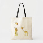 Adult and Baby Giraffe. Cartoon Canvas Bag