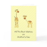 Adult and Baby Giraffe. Cartoon Greeting Card