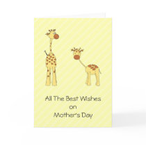 Adult and Baby Giraffe. Cartoon Greeting Card