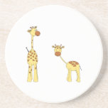 Adult and Baby Giraffe. Cartoon Beverage Coasters