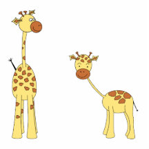 Adult and Baby Giraffe. Cartoon Cut Outs