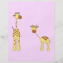 Adult and Baby Giraffe. Cartoon Full Color Flyer