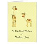 Adult and Baby Giraffe. Cartoon Greeting Card