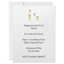 Adult and Baby Giraffe. Cartoon Invitation
