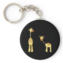 Adult and Baby Giraffe. Cartoon Key Chains