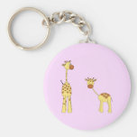 Adult and Baby Giraffe. Cartoon Keychains