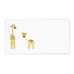 Adult and Baby Giraffe. Cartoon Shipping Label