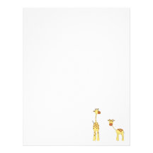 Adult and Baby Giraffe. Cartoon Letterhead Design