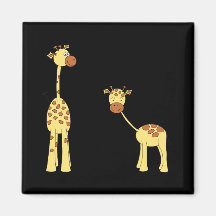 Adult and Baby Giraffe. Cartoon Refrigerator Magnet