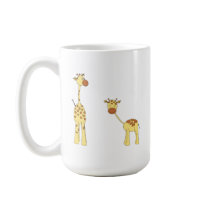 Adult and Baby Giraffe. Cartoon Mug