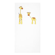 Adult and Baby Giraffe. Cartoon Personalized Photo Card