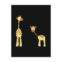 Adult and Baby Giraffe. Cartoon Postcards