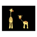 Adult and Baby Giraffe. Cartoon Postcards