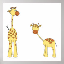 Adult and Baby Giraffe. Cartoon Posters