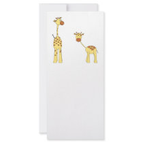 Adult and Baby Giraffe. Cartoon Full Color Rack Card