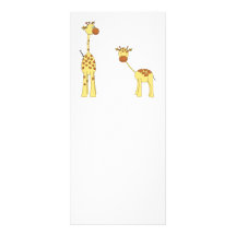 Adult and Baby Giraffe. Cartoon Full Color Rack Card