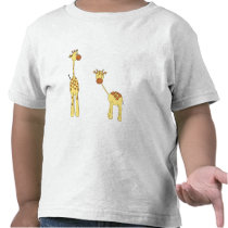 Adult and Baby Giraffe. Cartoon Shirt