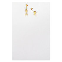 Adult and Baby Giraffe. Cartoon Stationery Paper