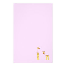 Adult and Baby Giraffe. Cartoon Personalized Stationery