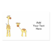 Adult and Baby Giraffe. Cartoon Rectangle Stickers
