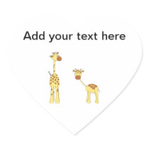 Adult and Baby Giraffe. Cartoon Stickers