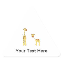 Adult and Baby Giraffe. Cartoon Triangle Sticker