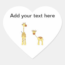 Adult and Baby Giraffe. Cartoon Stickers