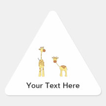 Adult and Baby Giraffe. Cartoon Triangle Sticker