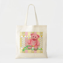 Adult Baby Pastel Bear and Bottle Canvas Bag