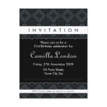 ADULT BIRTHDAY INVITATION :: ornately patterned L3 Post Cards