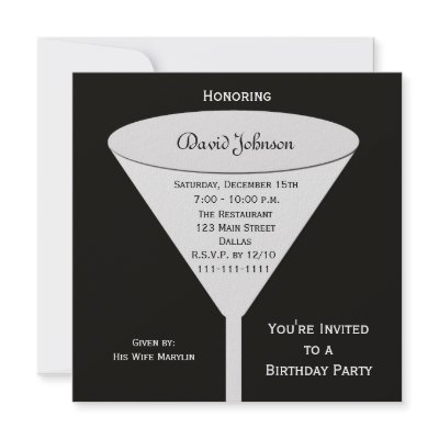 Adult Birthday Party Invites --  A Toast on Black by henishouseofpaper
