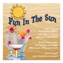 Adult Pool Party BBQ Custom Invite