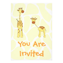 Adulte et girafe de bébé. Bande dessinée Faire-part Personnalisé