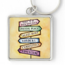 Adventure Street Sign Travel Art keychains