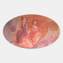 Adventure Through the Nebula Oval Stickers