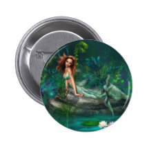 Adventurine Mermaid Pinback Button