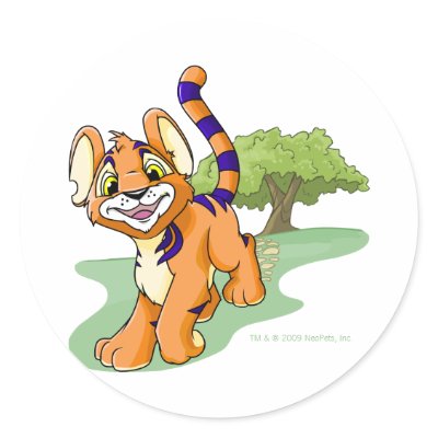 Adventurous orange Kougra on Mystery Island Round Sticker by neopets