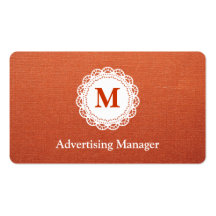 Advertising Manager Elegant Lace Monogram Business Card